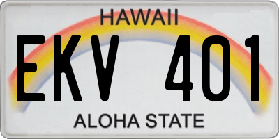 HI license plate EKV401