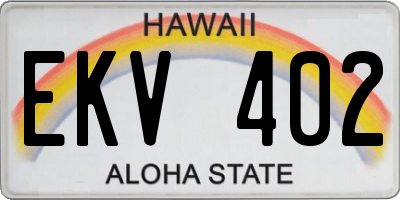 HI license plate EKV402