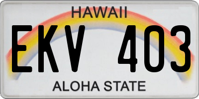 HI license plate EKV403