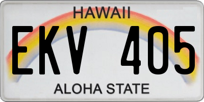HI license plate EKV405