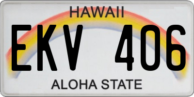 HI license plate EKV406