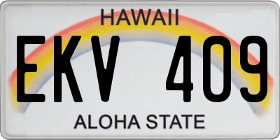 HI license plate EKV409
