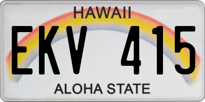 HI license plate EKV415