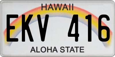 HI license plate EKV416