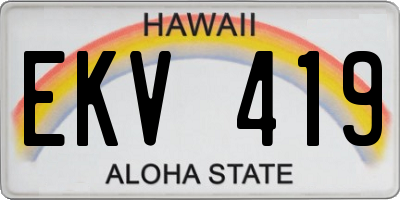 HI license plate EKV419