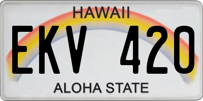 HI license plate EKV420