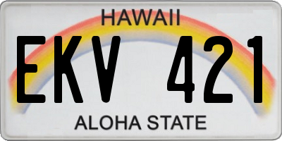HI license plate EKV421