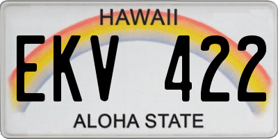 HI license plate EKV422
