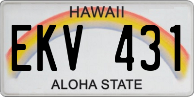 HI license plate EKV431
