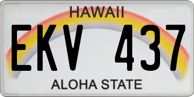 HI license plate EKV437