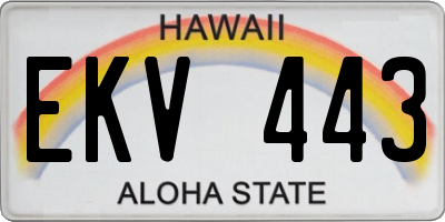 HI license plate EKV443