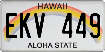 HI license plate EKV449