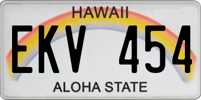 HI license plate EKV454