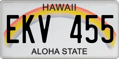 HI license plate EKV455