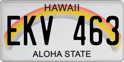 HI license plate EKV463
