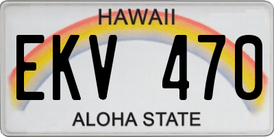 HI license plate EKV470