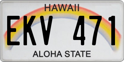 HI license plate EKV471