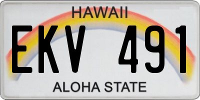HI license plate EKV491