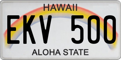 HI license plate EKV500