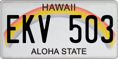 HI license plate EKV503
