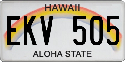 HI license plate EKV505