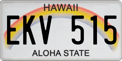 HI license plate EKV515