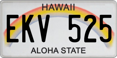 HI license plate EKV525
