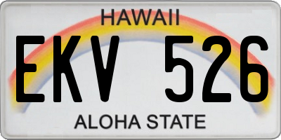 HI license plate EKV526