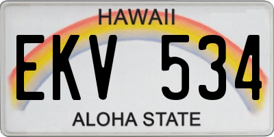 HI license plate EKV534