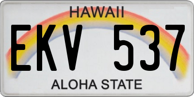 HI license plate EKV537