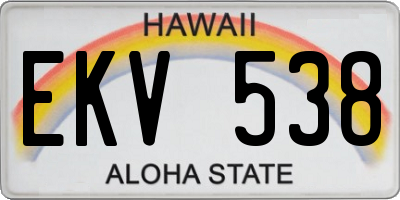 HI license plate EKV538