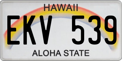 HI license plate EKV539