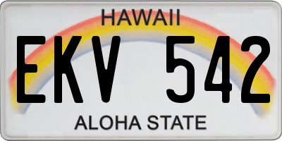 HI license plate EKV542