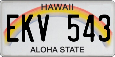 HI license plate EKV543