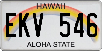 HI license plate EKV546