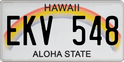 HI license plate EKV548