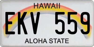 HI license plate EKV559