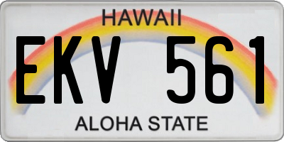 HI license plate EKV561