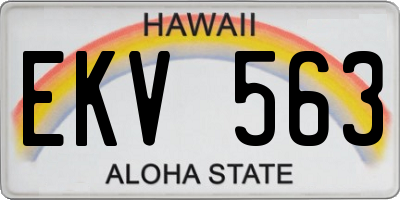 HI license plate EKV563