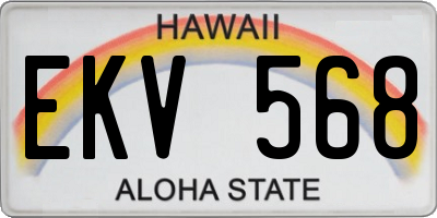 HI license plate EKV568