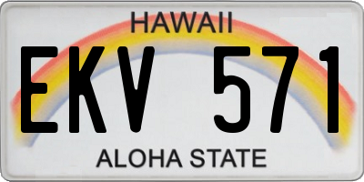 HI license plate EKV571
