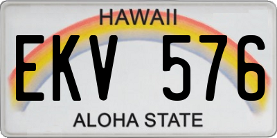 HI license plate EKV576