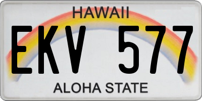 HI license plate EKV577