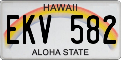 HI license plate EKV582
