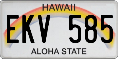 HI license plate EKV585