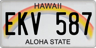 HI license plate EKV587