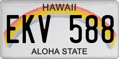 HI license plate EKV588