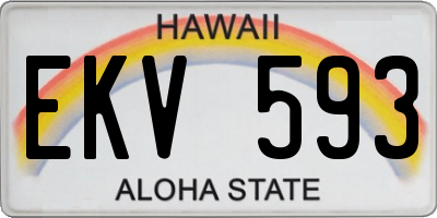 HI license plate EKV593