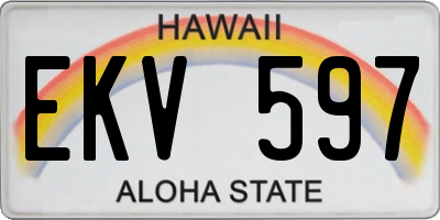 HI license plate EKV597