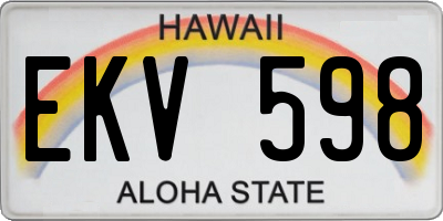 HI license plate EKV598